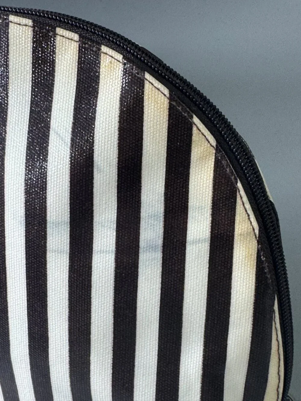 Henri Bendel Iconic Brown/White Stripe Makeup Case